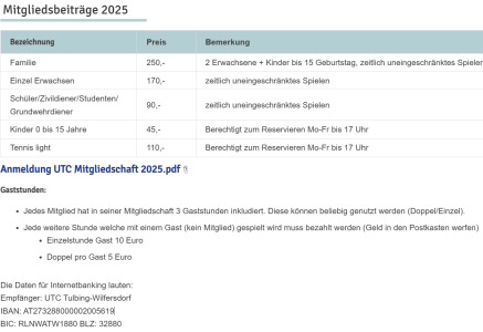 Mitgliedsbeiträge & Anmeldung Training Kinder/Erwachsene 2025